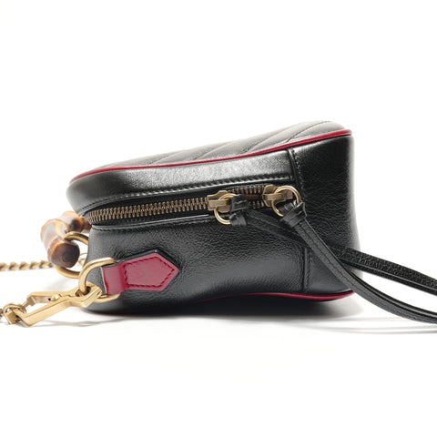 GUCCI GG Marmont Bamboo Shoulder Bag black WS28819