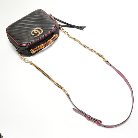 GUCCI GG Marmont Bamboo Shoulder Bag black WS28819