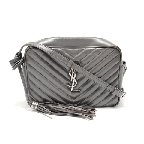 YVES SAINT LAURENT quilting Shoulder Bag gray WS28823