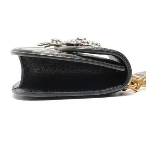 GUCCI Sherry Line Butterfly Rhinestone Shoulder Bag black WS28824