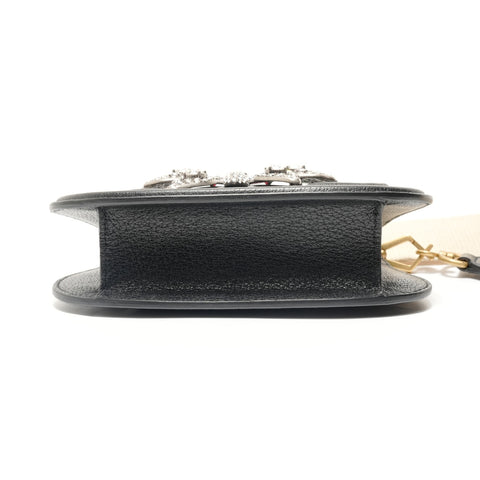 GUCCI Sherry Line Butterfly Rhinestone Shoulder Bag black WS28824