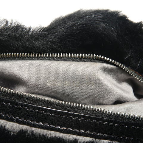FENDI Mamma Bucket Lapin Fur Shoulder Bag black WS28825