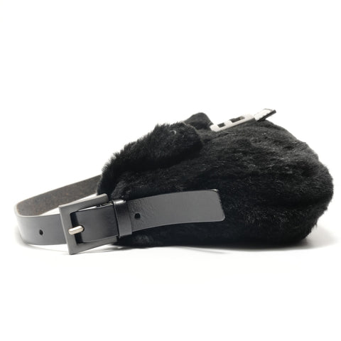 FENDI Mamma Bucket Lapin Fur Shoulder Bag black WS28825