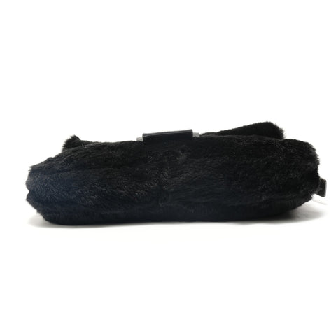FENDI Mamma Bucket Lapin Fur Shoulder Bag black WS28825