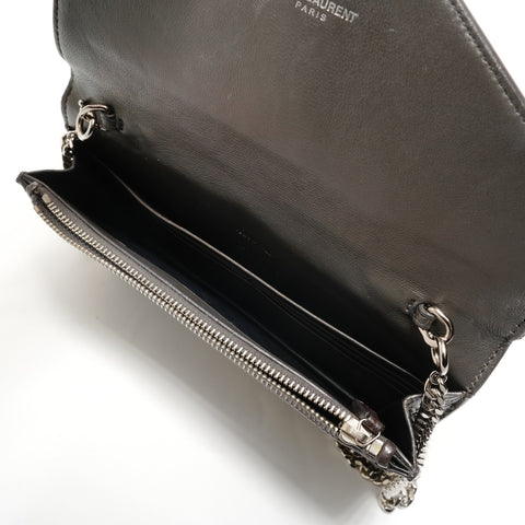 YVES SAINT LAURENT Chain wallet, crocodile embossed Shoulder Bag Brown WS28829