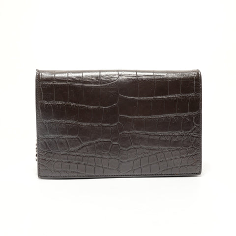 YVES SAINT LAURENT Chain wallet, crocodile embossed Shoulder Bag Brown WS28829