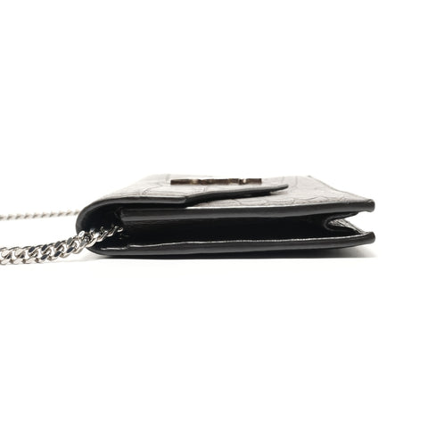 YVES SAINT LAURENT Chain wallet, crocodile embossed Shoulder Bag Brown WS28829