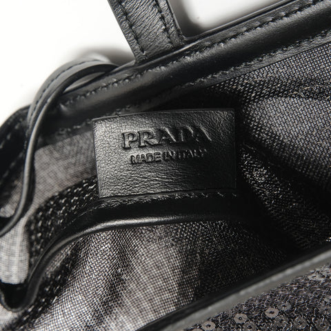 PRADA Sequin Mesh Handbag black WS28833