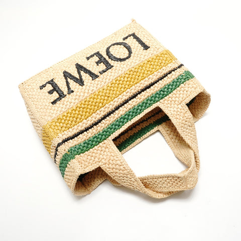 LOEWE Font Tote Raffia Handbag beige WS28837