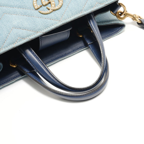 GUCCI GG Marmont 2-Way Denim Shoulder Bag blue WS28840