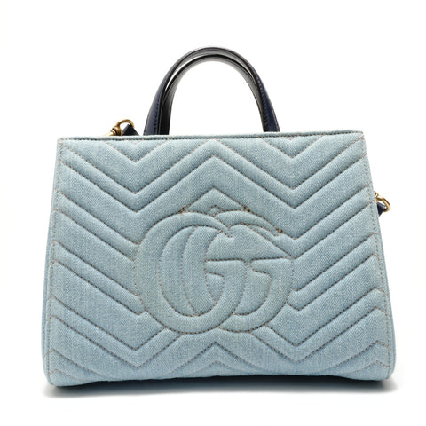 GUCCI GG Marmont 2-Way Denim Shoulder Bag blue WS28840