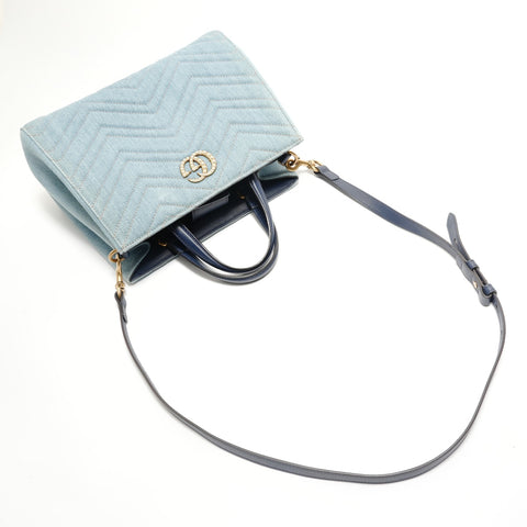 GUCCI GG Marmont 2-Way Denim Shoulder Bag blue WS28840