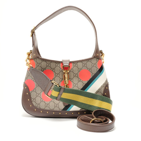 GUCCI Jackie 1961 2WAY GG Supreme Handbag Brown WS28841