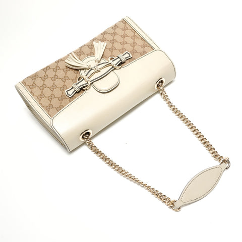 GUCCI GG Horsebit Chain Shoulder Bag beige WS28842
