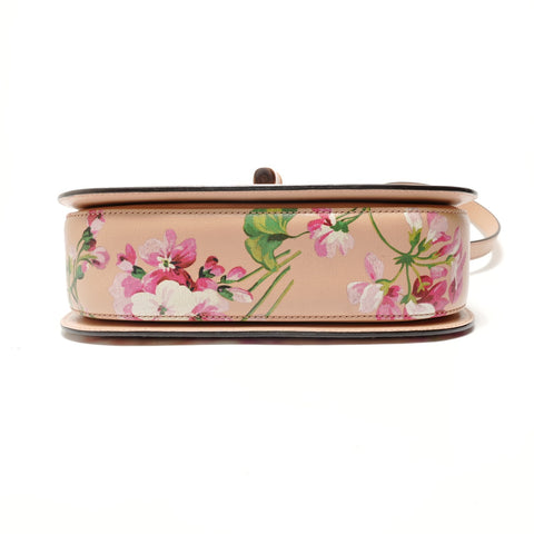 GUCCI Bamboo Handbag, 2-Way, Floral Leather Shoulder Bag pink WS28846