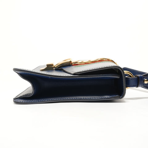 GUCCI Sylvie Sherry Line Leather Shoulder Bag blue WS28848