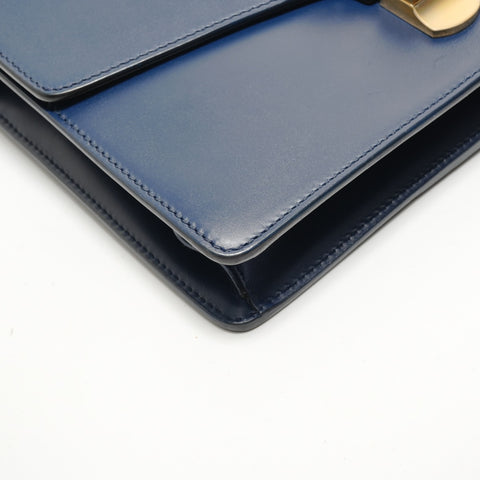 GUCCI Sylvie Sherry Line Leather Shoulder Bag blue WS28848