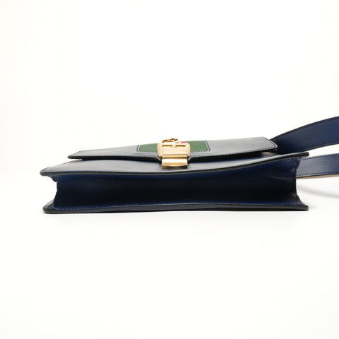 GUCCI Sylvie Sherry Line Leather Shoulder Bag blue WS28848