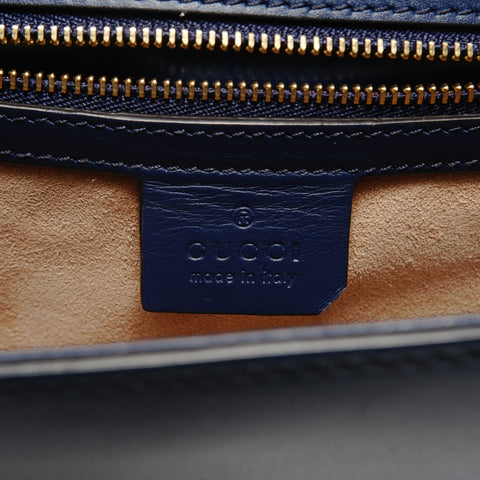 GUCCI Sylvie Sherry Line Leather Shoulder Bag blue WS28848