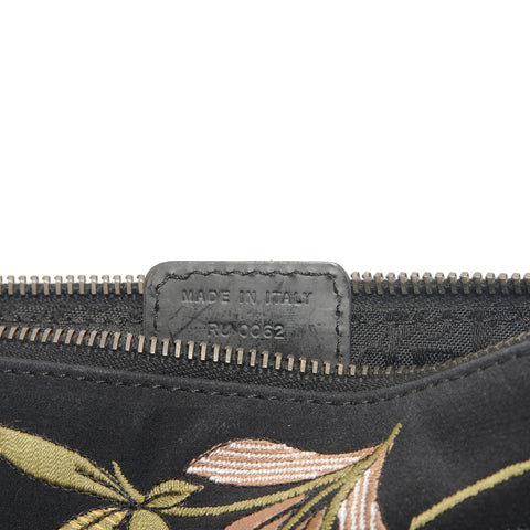 Christian Dior Satin Embroidered Mini Saddle Shoulder Bag black WS28851