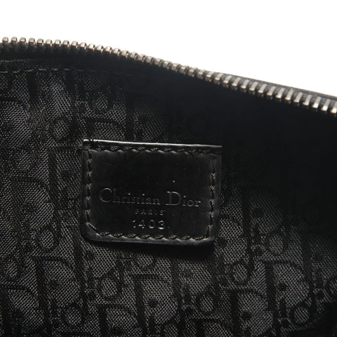 Christian Dior Satin Embroidered Mini Saddle Shoulder Bag black WS28851