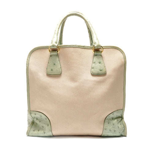 PRADA Ostrich canvas Tote Bag beige WS28852