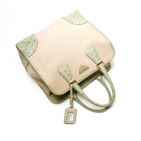 PRADA Ostrich canvas Tote Bag beige WS28852