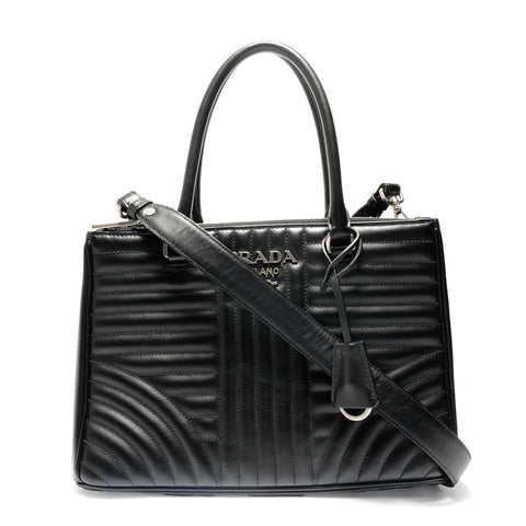PRADA Diagram 2-Way Leather Shoulder Bag black WS28853