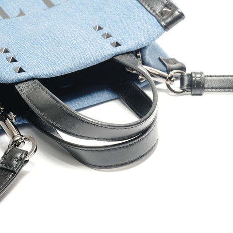 VALENTINO VLTN Tote 2WAY Denim Handbag Navy WS28854