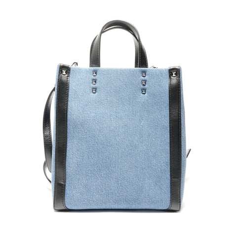 VALENTINO VLTN Tote 2WAY Denim Handbag Navy WS28854