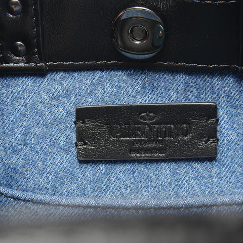 VALENTINO VLTN Tote 2WAY Denim Handbag Navy WS28854