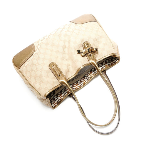 GUCCI GG Canvas Gold Tote Bag beige WS28860