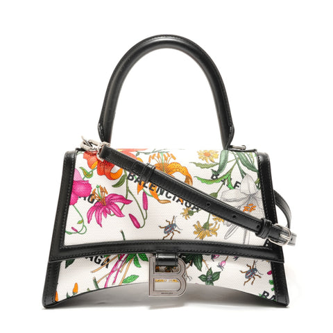 BALENCIAGA Hacker Project Flora Hourglass Shoulder Bag white WS28869