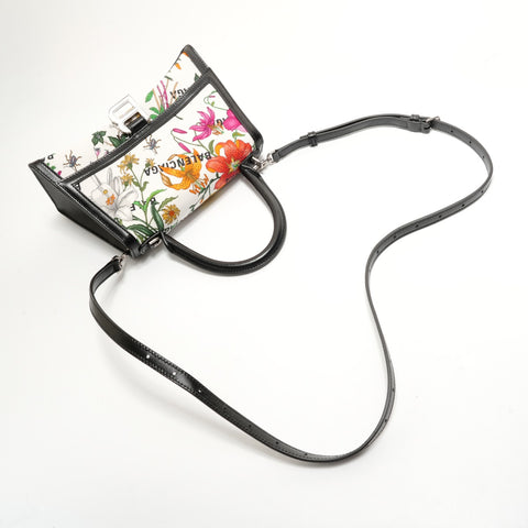 BALENCIAGA Hacker Project Flora Hourglass Shoulder Bag white WS28869