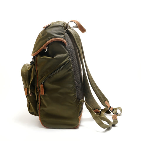 PRADA Re-Nylon buckle with logo Backpack  Daypack green WS28873