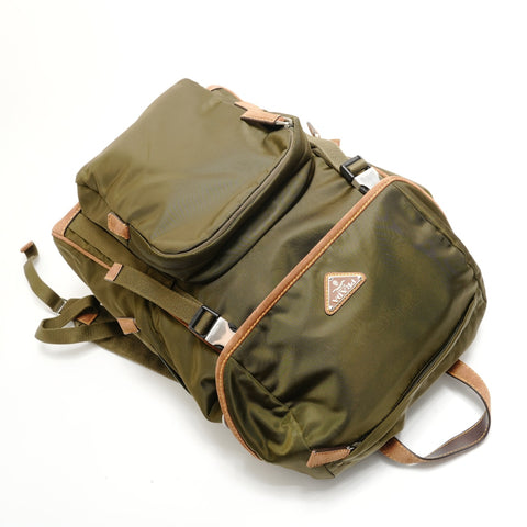 PRADA Re-Nylon buckle with logo Backpack  Daypack green WS28873