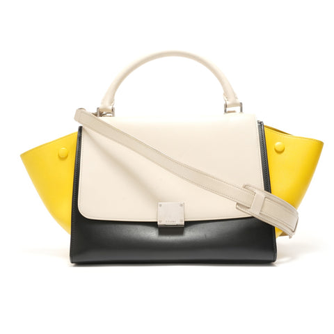 CELINE Trapeze 2-Way Shoulder Leather Handbag black WS28875