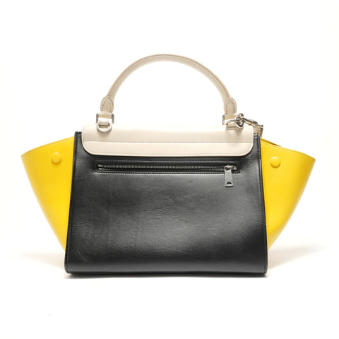 CELINE Trapeze 2-Way Shoulder Leather Handbag black WS28875