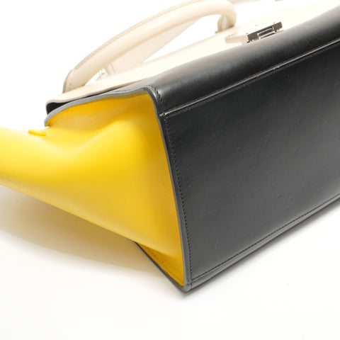 CELINE Trapeze 2-Way Shoulder Leather Handbag black WS28875