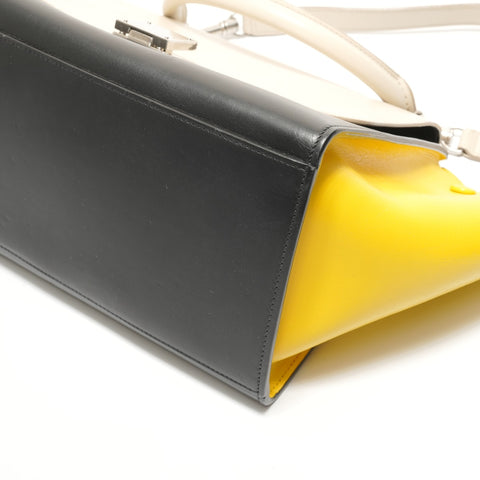 CELINE Trapeze 2-Way Shoulder Leather Handbag black WS28875