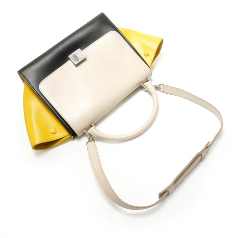 CELINE Trapeze 2-Way Shoulder Leather Handbag black WS28875