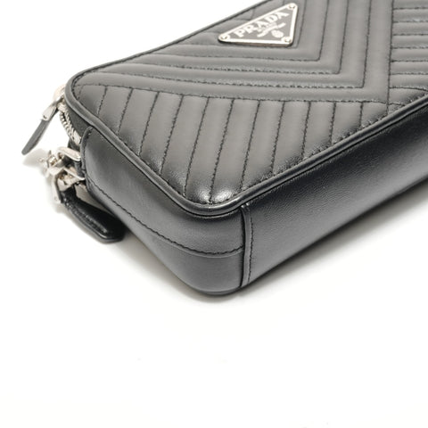 PRADA Chain wallet quilted Shoulder Bag black WS28876