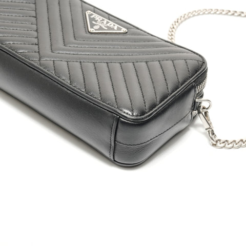 PRADA Chain wallet quilted Shoulder Bag black WS28876
