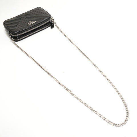 PRADA Chain wallet quilted Shoulder Bag black WS28876