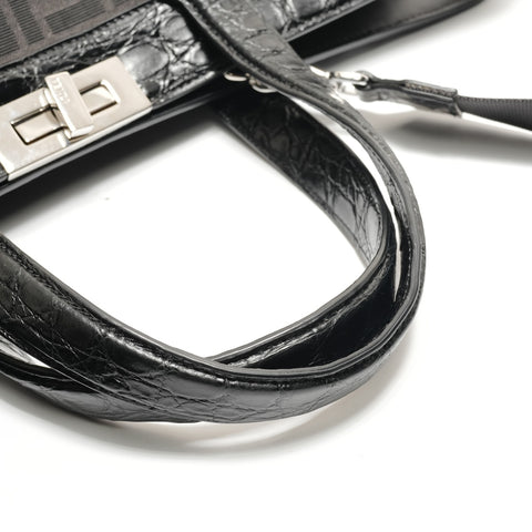 FENDI Peekaboo Zucca Pattern Handbag black WS28878