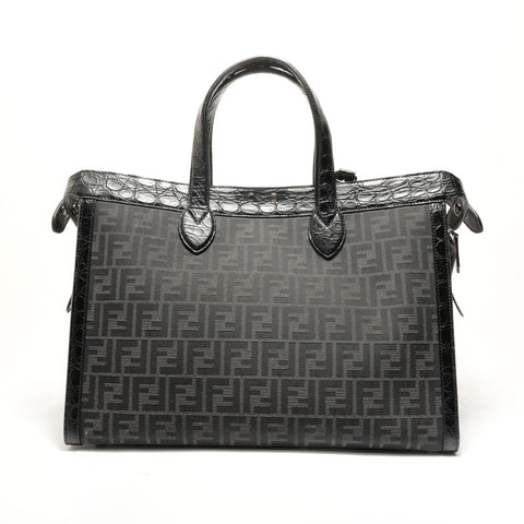 FENDI Peekaboo Zucca Pattern Handbag black WS28878