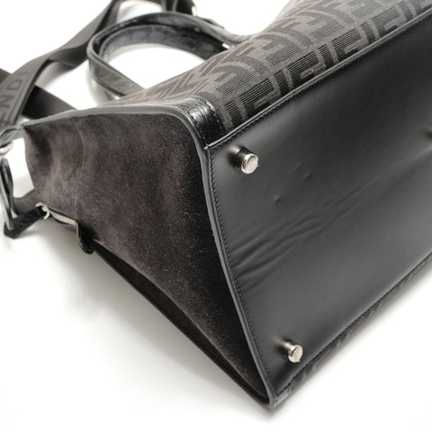 FENDI Peekaboo Zucca Pattern Handbag black WS28878
