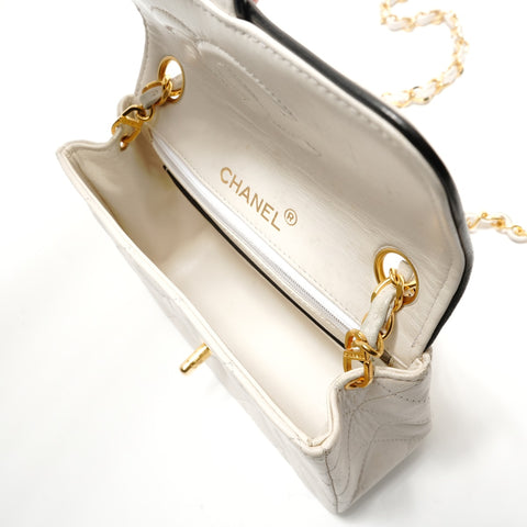 CHANEL Unit 1, 1986-1988 Mini Matelassé Bicolor Shoulder Bag white WS28879