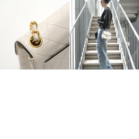 CHANEL Unit 1, 1986-1988 Mini Matelassé Bicolor Shoulder Bag white WS28879