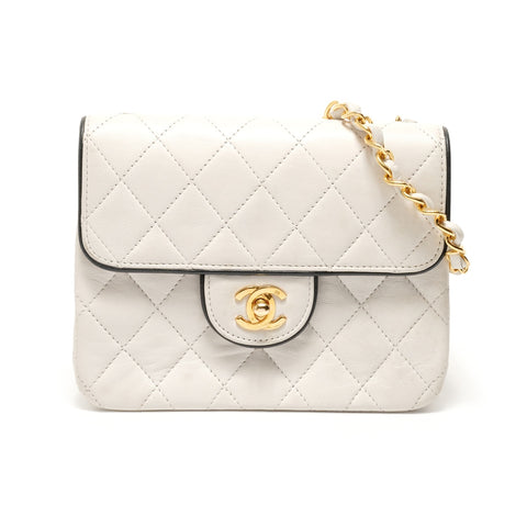CHANEL Unit 1, 1986-1988 Mini Matelassé Bicolor Shoulder Bag white WS28879